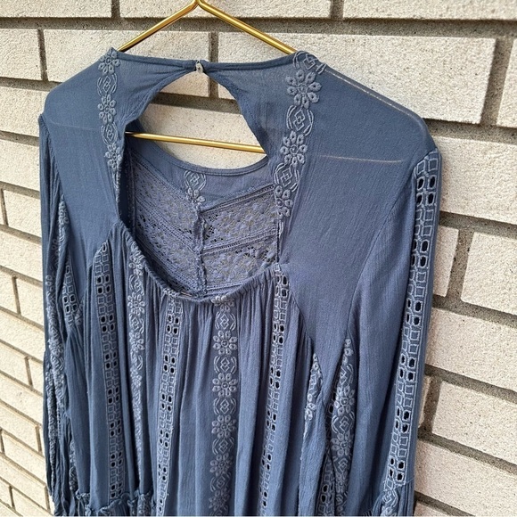 Free People Kiss Kiss Lace Insert Tunic Blue - Picture 6 of 15